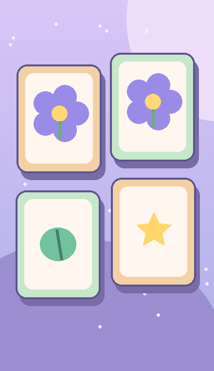 Concept illustration of a tabletop memory game with a matching pair of cards.