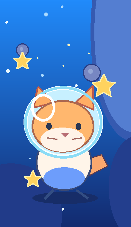 Concept illustration of a cat beneath falling stars and rocks in space.